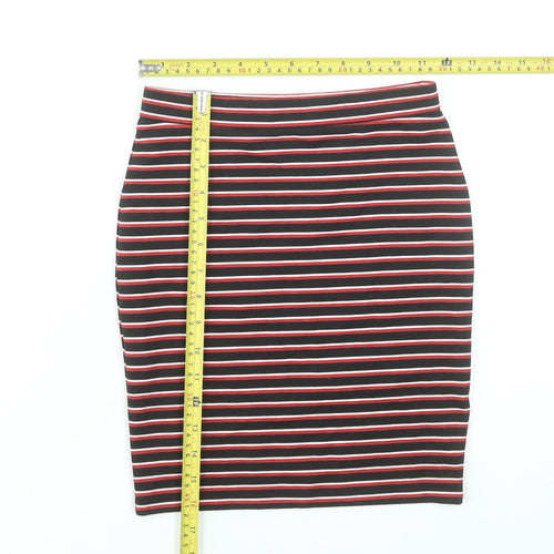 Miss Selfridge Women’s Black Striped Pencil Skirt Size 6 Stretch