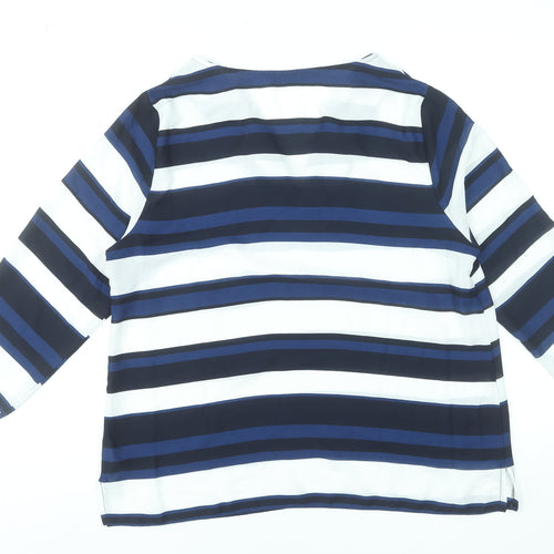 Soon Women's Navy Stripe 3/4 Sleeve V-Neck Blouse Size 16