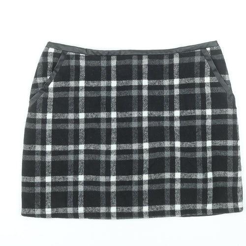 Select Women Black Check Cotton Blend Straight Skirt Size 10