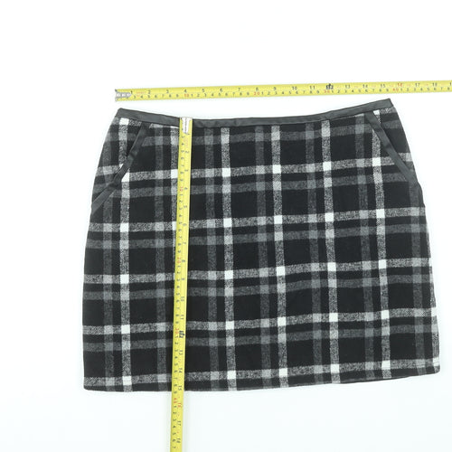 Select Women Black Check Cotton Blend Straight Skirt Size 10