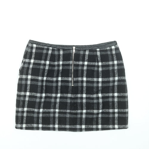 Select Women Black Check Cotton Blend Straight Skirt Size 10