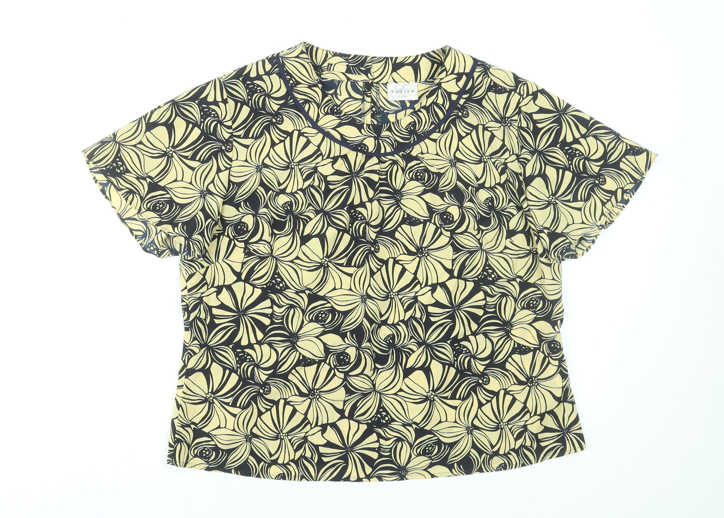 Eastex Women's Beige Floral Short Sleeve Blouse UK 16