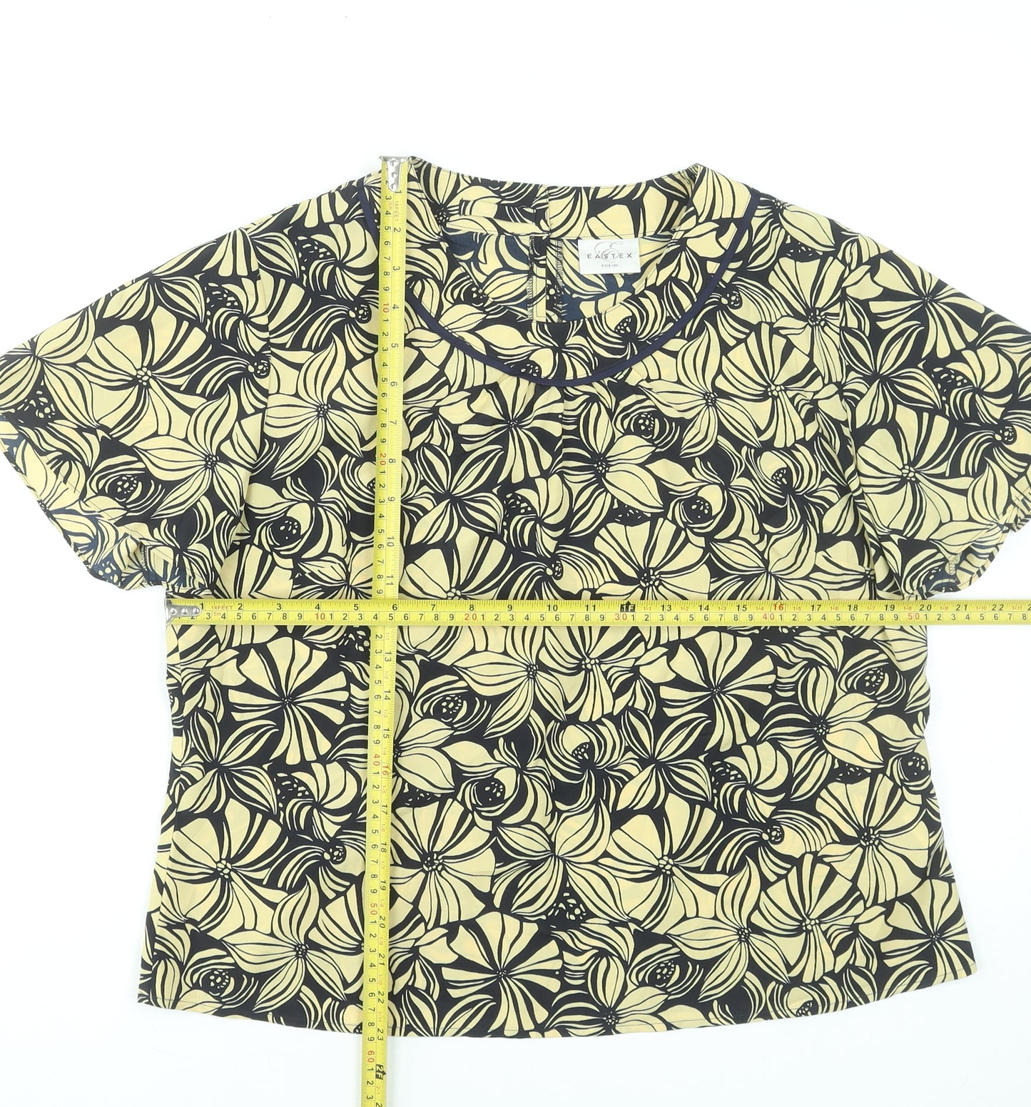 Eastex Women's Beige Floral Short Sleeve Blouse UK 16