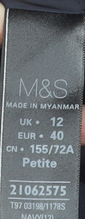 Marks and Spencer Women Petite Navy Pencil Skirt Size 12