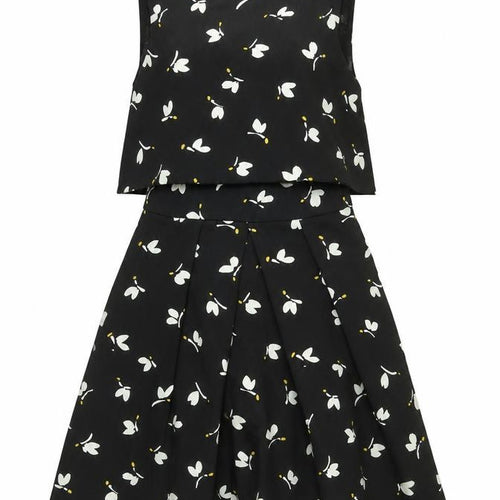 Zara Women Black Floral A-Line Sleeveless Knee Length Dress Size S