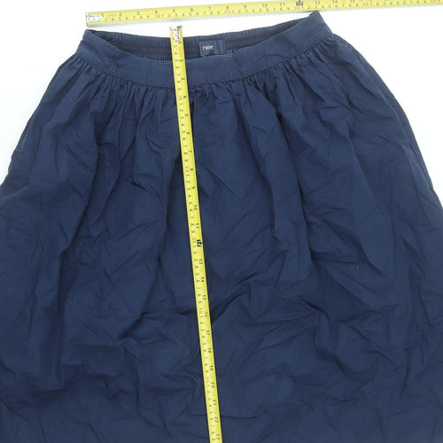 Next Womens Blue A-Line Knee Length Cotton Skirt Size 12
