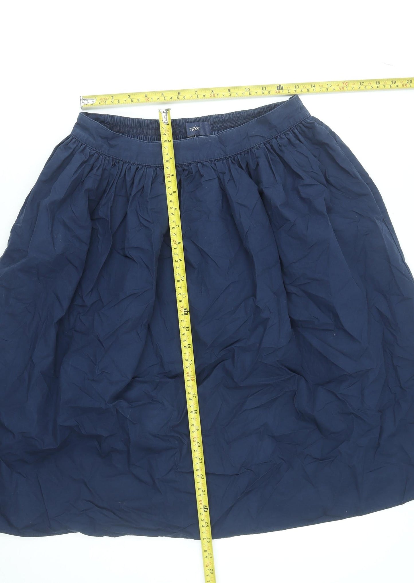 Next Womens Blue A-Line Knee Length Cotton Skirt Size 12