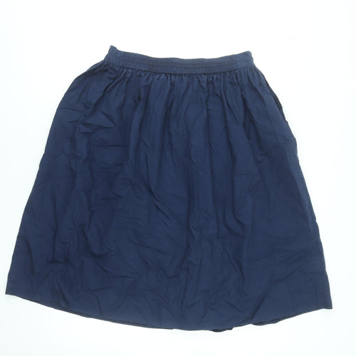 Next Womens Blue A-Line Knee Length Cotton Skirt Size 12