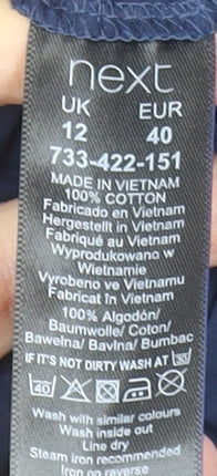 Next Womens Blue A-Line Knee Length Cotton Skirt Size 12