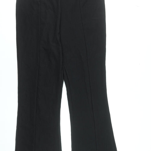 Bershka Women's Black Flared Knit Stretch Trousers Size XL