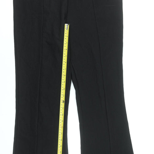 Bershka Women's Black Flared Knit Stretch Trousers Size XL
