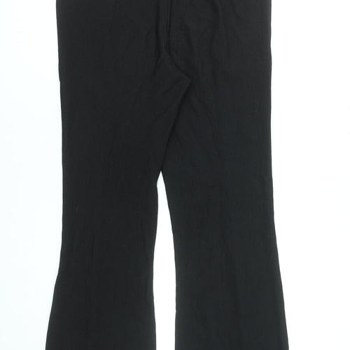 Bershka Women's Black Flared Knit Stretch Trousers Size XL