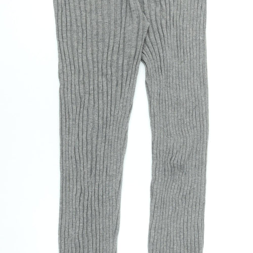 L.F. Markey Womens Grey Wool Cotton Ribbed Knit Slim Leg Leggings Size 12