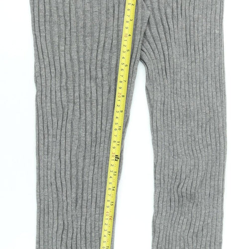 L.F. Markey Womens Grey Wool Cotton Ribbed Knit Slim Leg Leggings Size 12