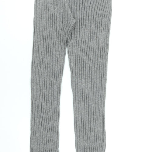 L.F. Markey Womens Grey Wool Cotton Ribbed Knit Slim Leg Leggings Size 12