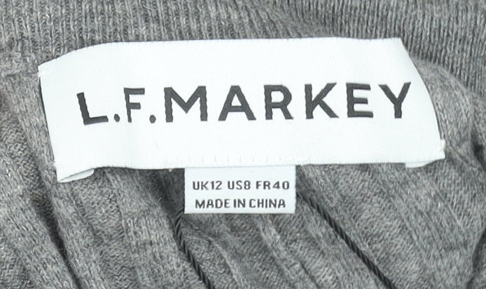 L.F. Markey Womens Grey Wool Cotton Ribbed Knit Slim Leg Leggings Size 12