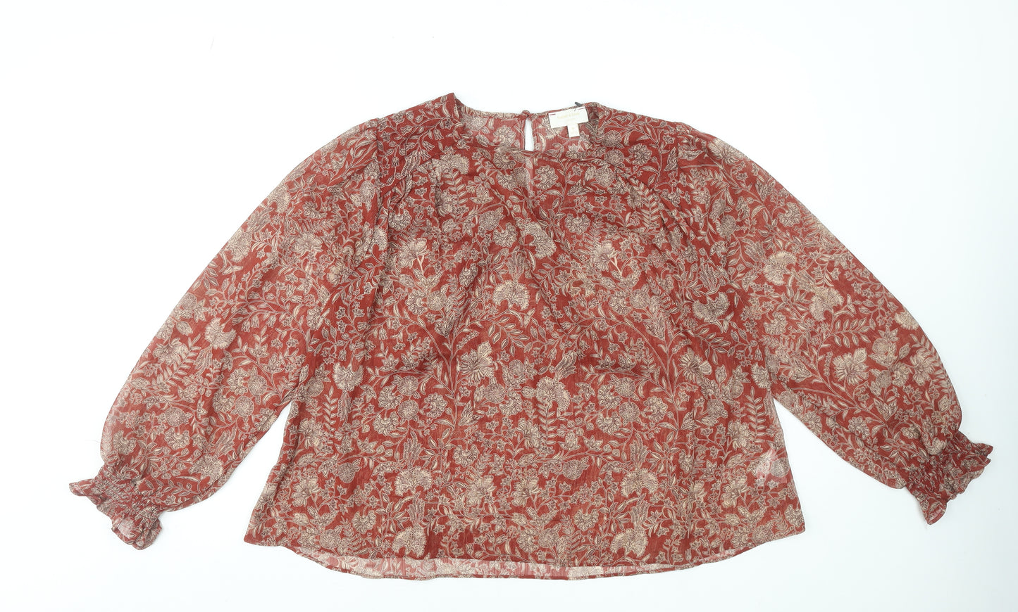 Sonder Studio Womens Red Floral Long Sleeve Tunic Blouse UK12