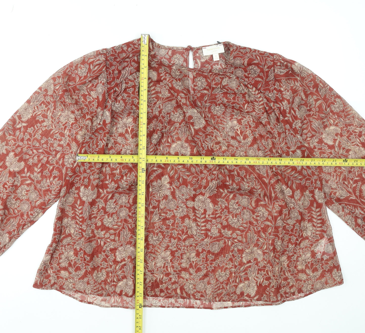 Sonder Studio Womens Red Floral Long Sleeve Tunic Blouse UK12