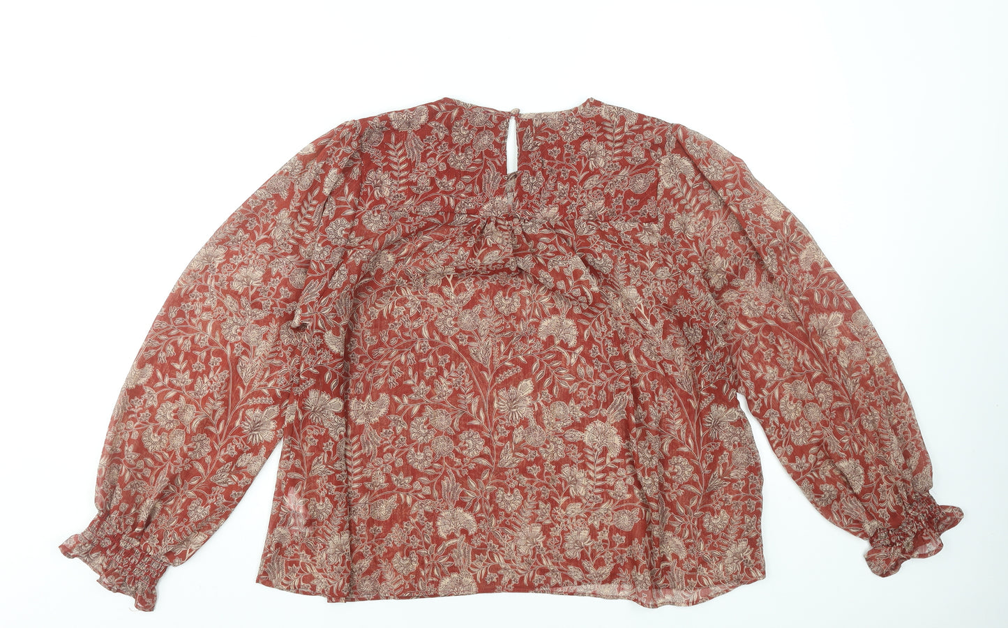 Sonder Studio Womens Red Floral Long Sleeve Tunic Blouse UK12