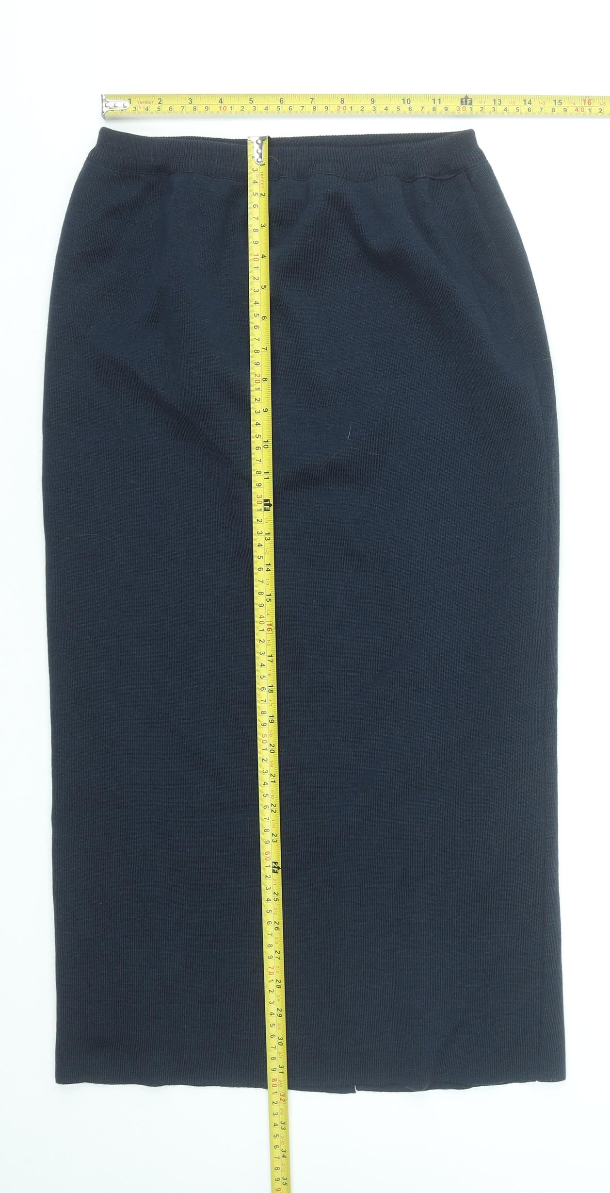 Lucia Women's Blue Wool Blend Midi Pencil Skirt Size 10