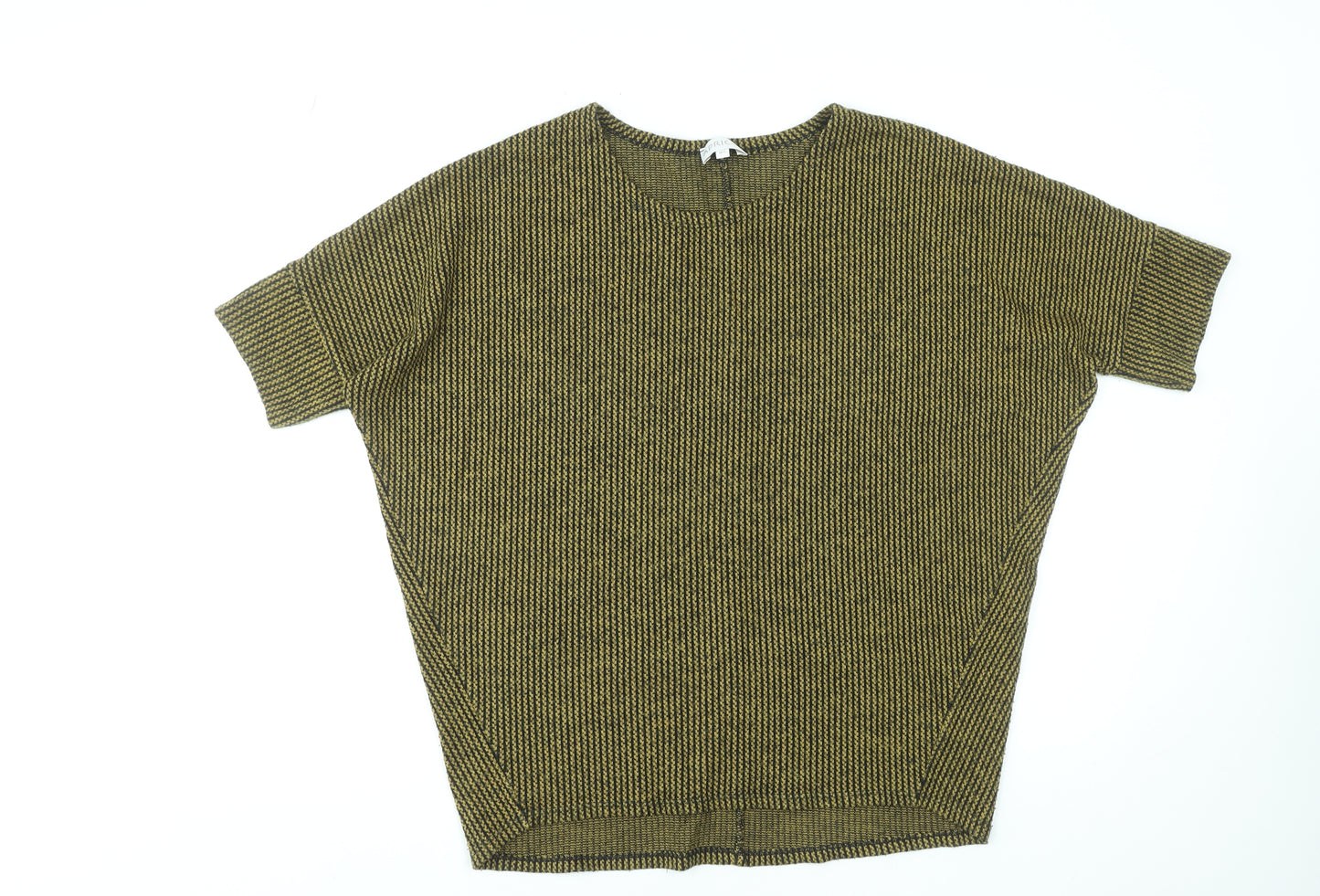 Apricot Womens Green Striped Knit Relaxed Short Sleeve Top M
