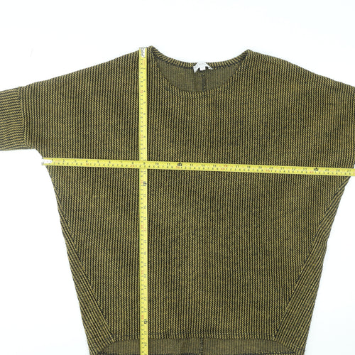 Apricot Womens Green Striped Knit Relaxed Short Sleeve Top M