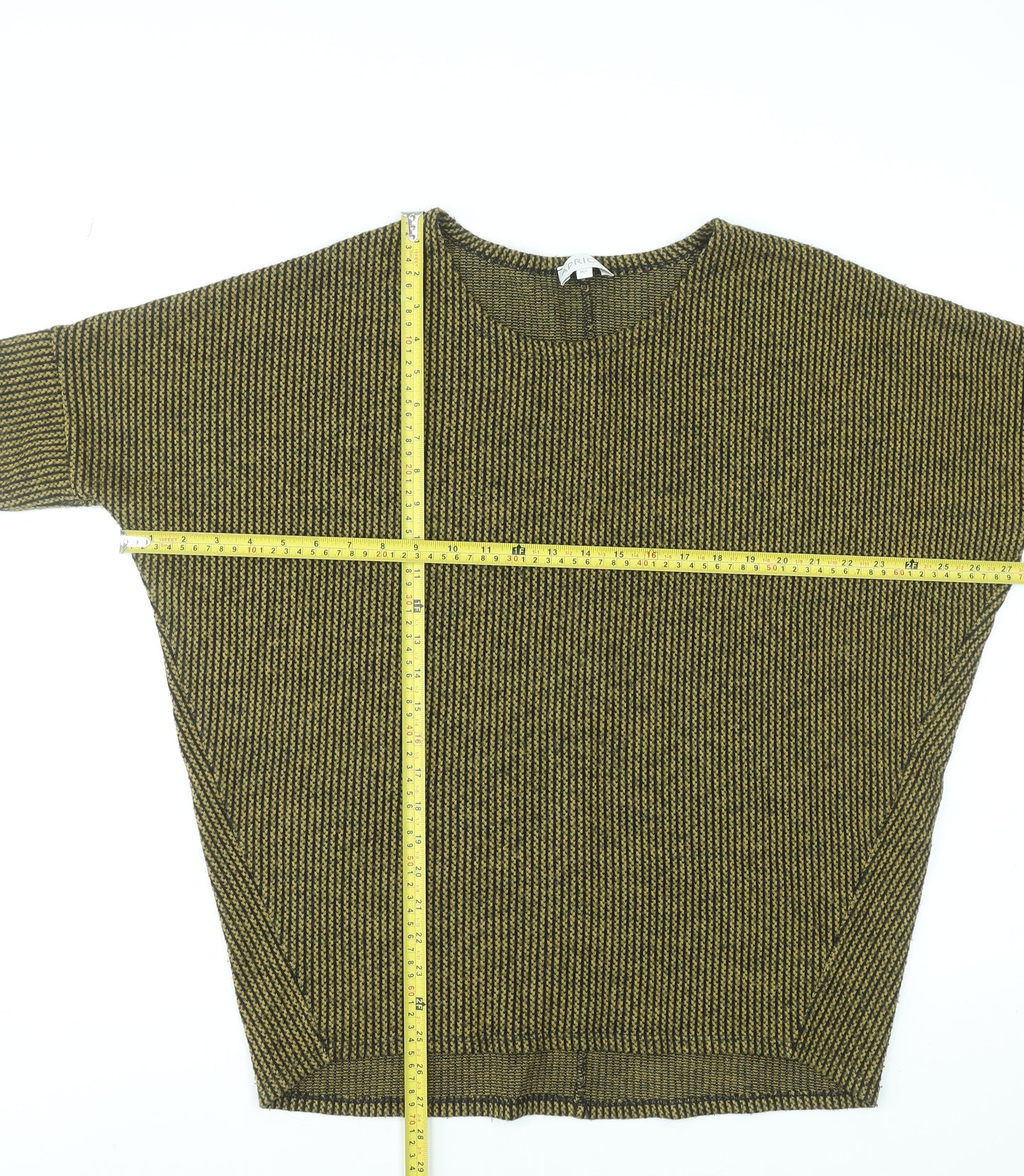 Apricot Womens Green Striped Knit Relaxed Short Sleeve Top M
