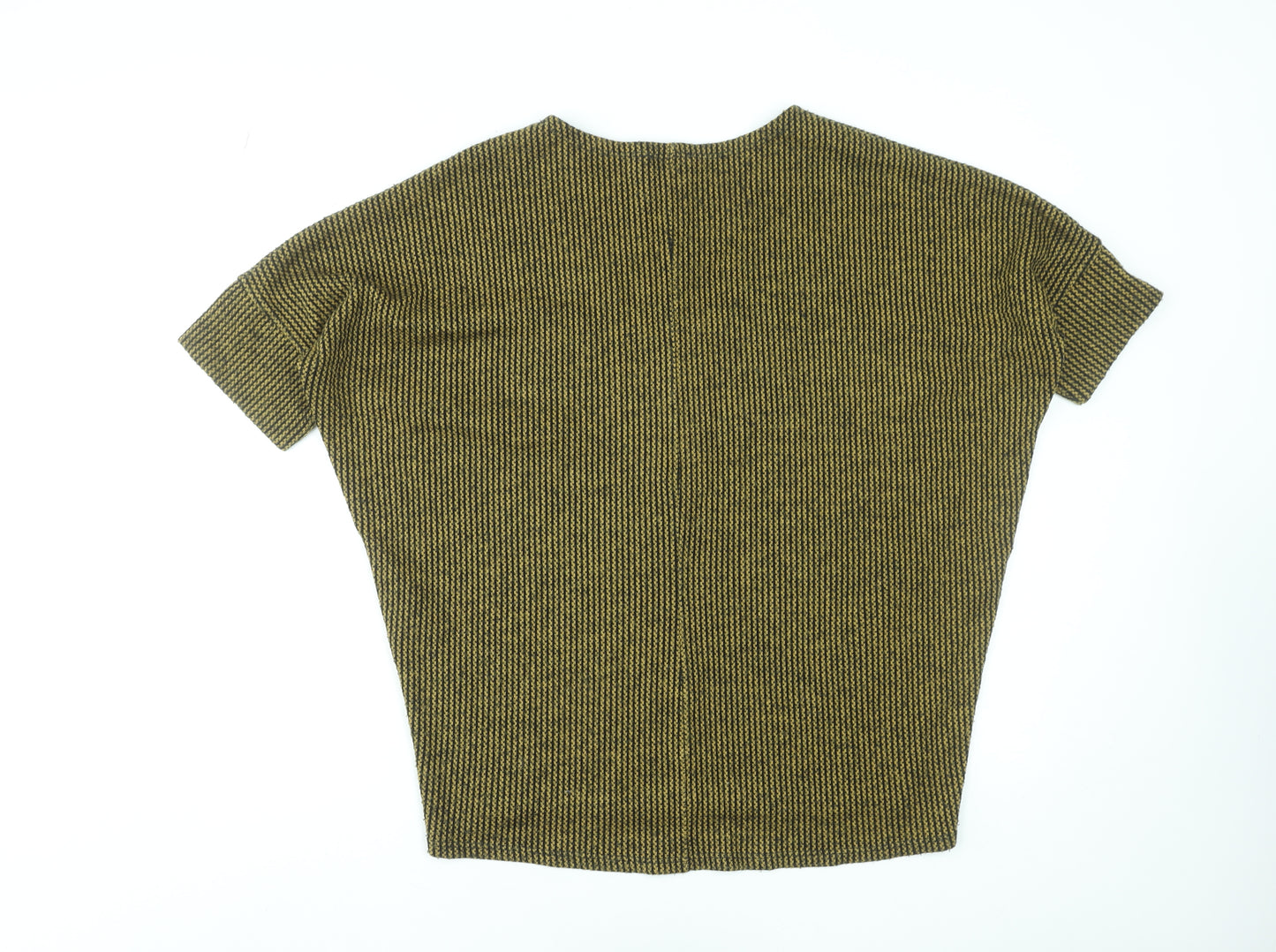 Apricot Womens Green Striped Knit Relaxed Short Sleeve Top M