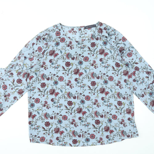 Marks and Spencer Women's Blue Floral Long Sleeve Blouse Size 14