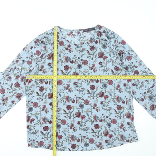 Marks and Spencer Women's Blue Floral Long Sleeve Blouse Size 14