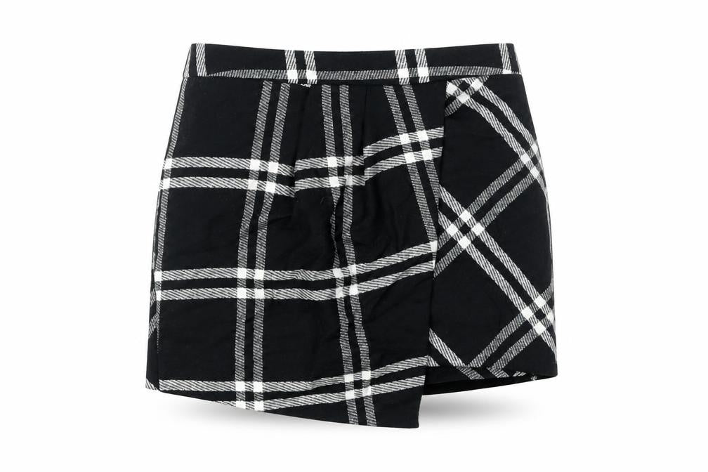 Front view of Next women’s black check mini wool blend skirt uk 10