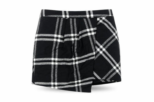 Front view of Next women’s black check mini wool blend skirt uk 10