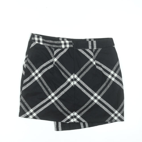 Next Womens Black Check Mini Wool Blend Skirt UK 10