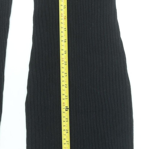 H&M Women Black XS Ribbed Knit Bodycon Midi Dress Long Sleeve L.O.G.G.