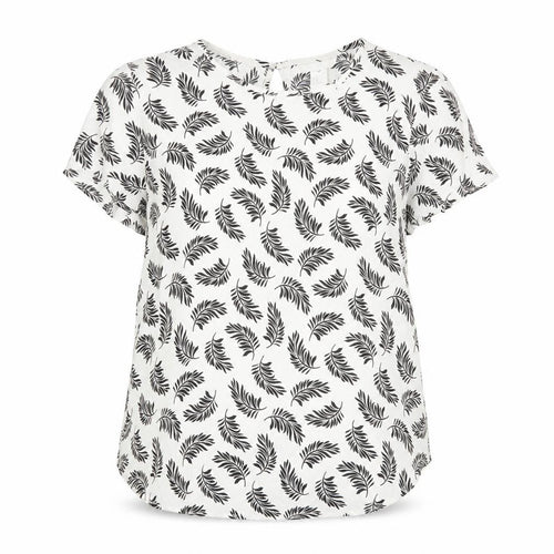 H&M Women’s White Floral Viscose Blouse Size 10 Short Sleeve