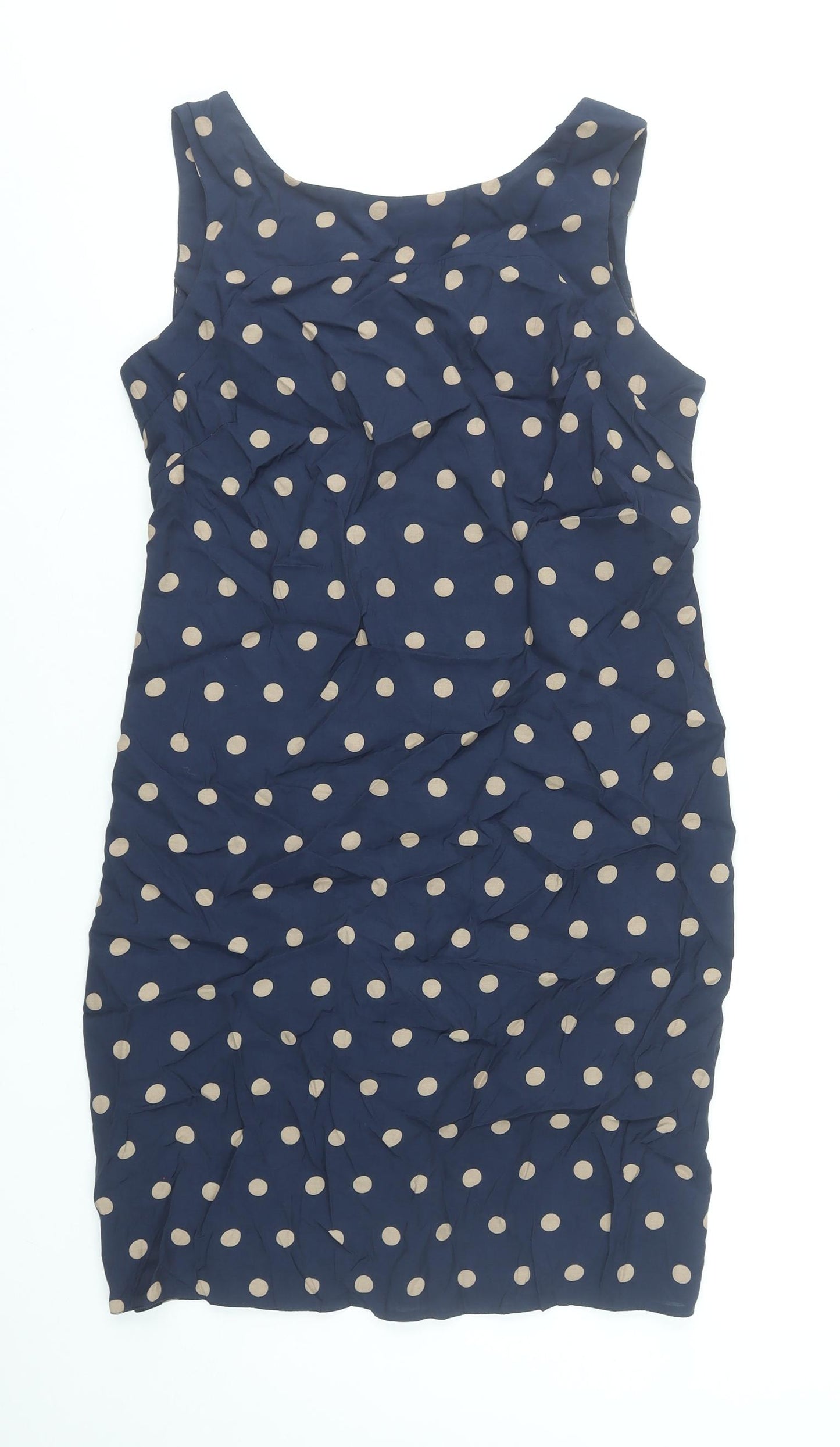k&d London Women Blue Polka Dot Sleeveless Sheath Dress UK 12