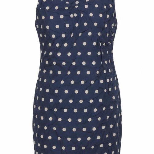 k&d London Women Blue Polka Dot Sleeveless Sheath Dress UK 12