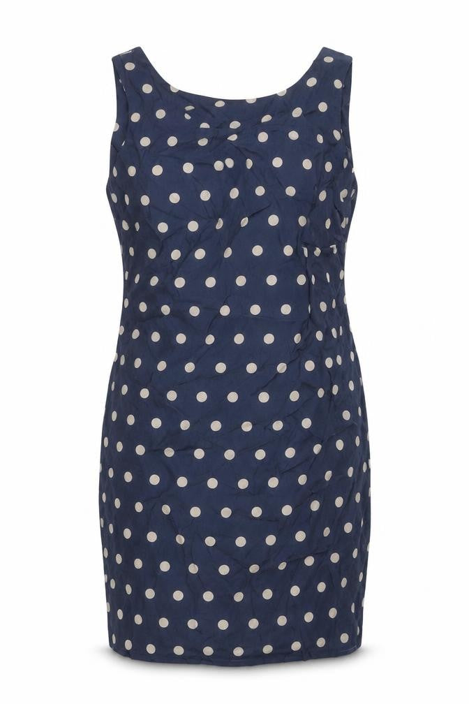 k&d London Women Blue Polka Dot Sleeveless Sheath Dress UK 12
