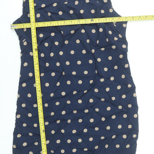 k&d London Women Blue Polka Dot Sleeveless Sheath Dress UK 12
