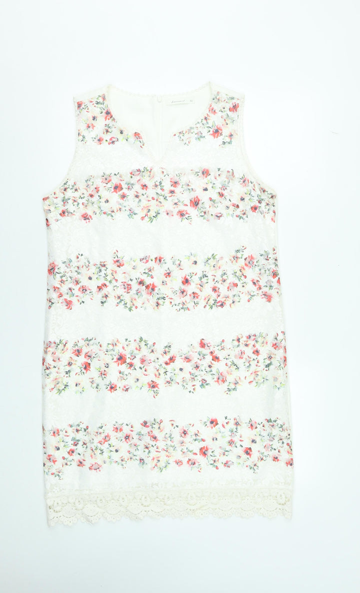 Lamorena Women’s Ivory Floral Lace Shift Dress Size 14