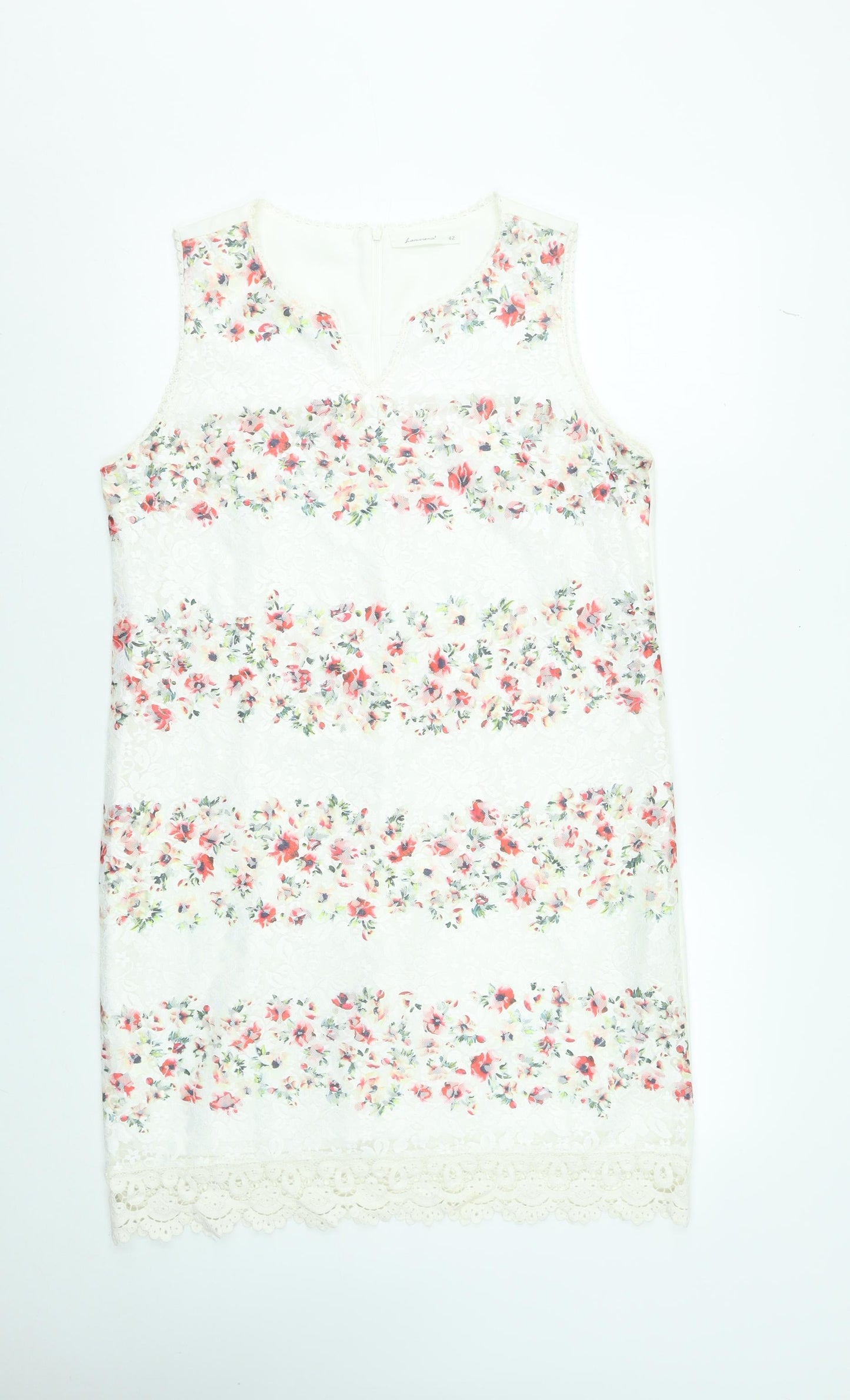Lamorena Women’s Ivory Floral Lace Shift Dress Size 14