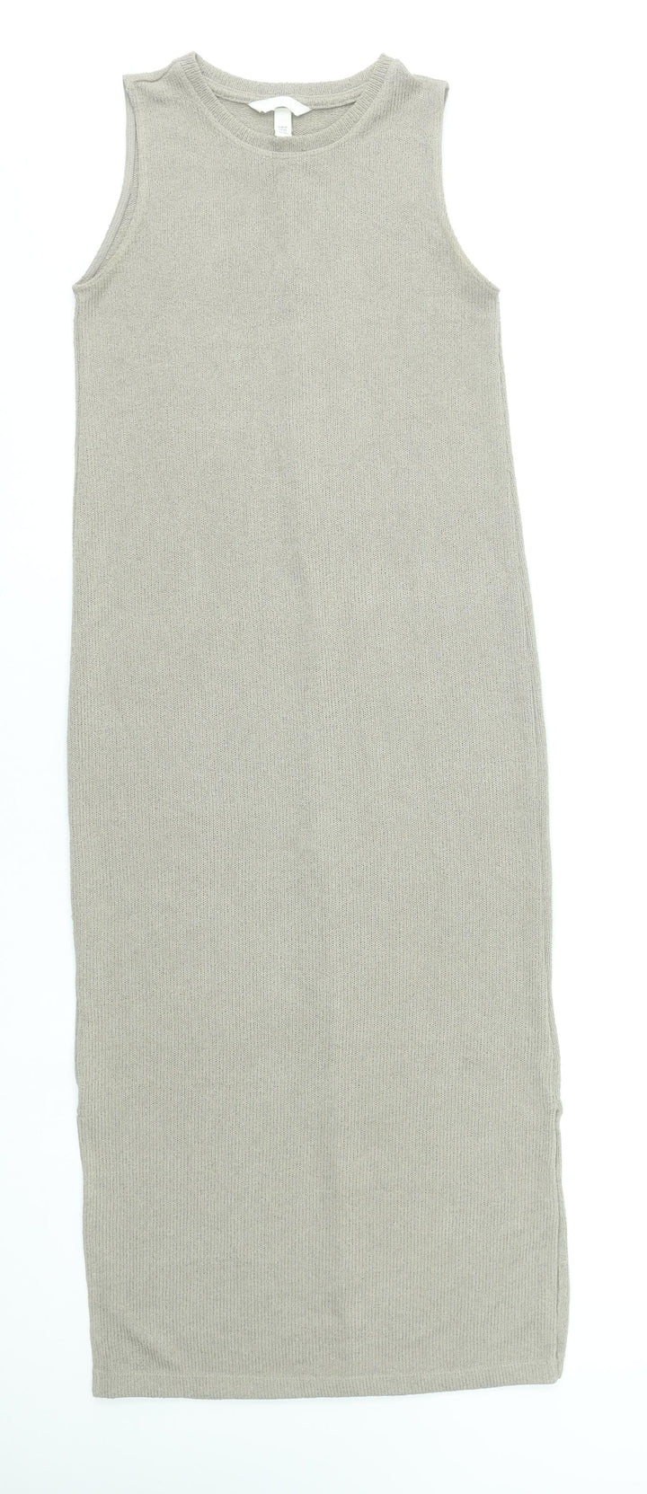 H&M Women’s Beige Sleeveless Knit Bodycon Midi Dress XS