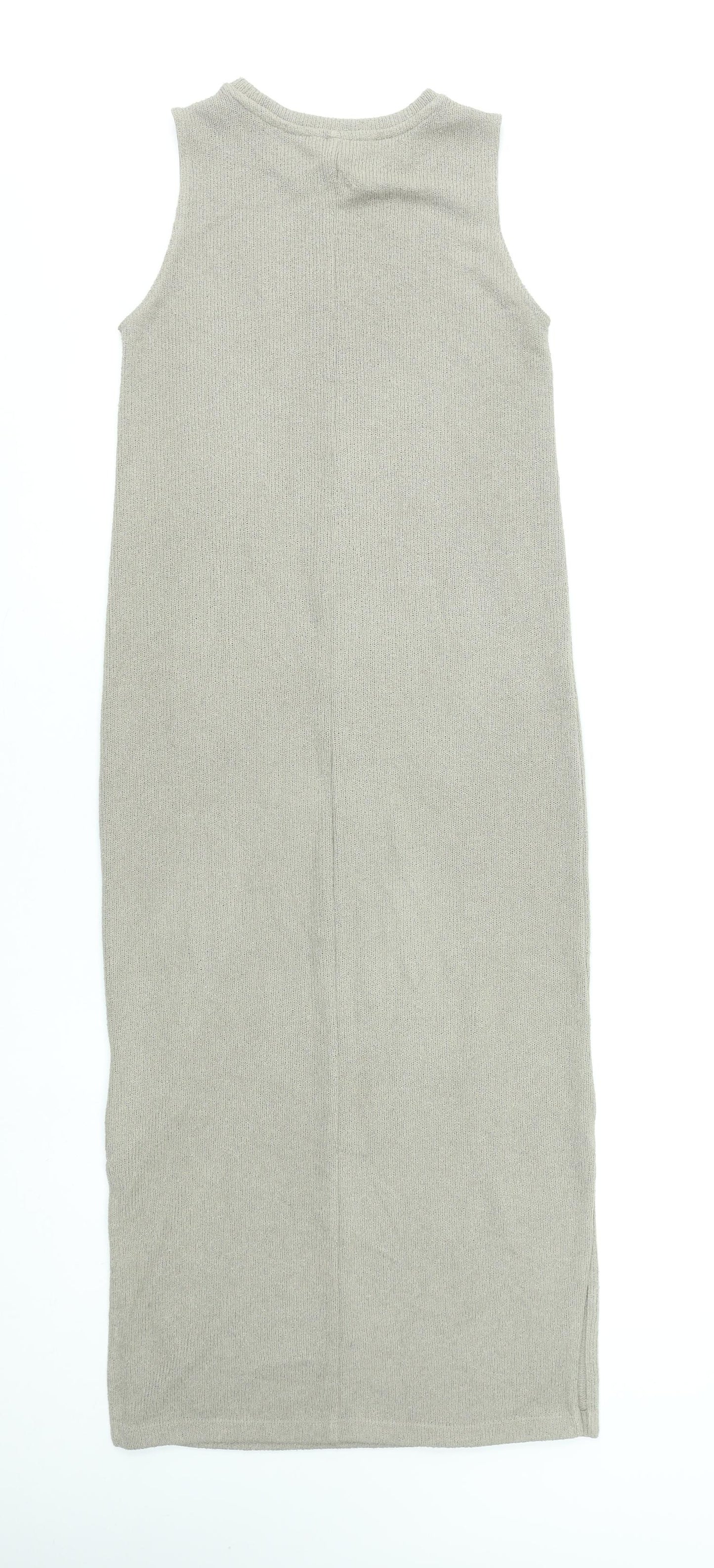 H&M Women’s Beige Sleeveless Knit Bodycon Midi Dress XS
