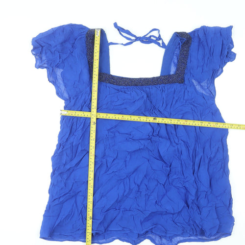 Evans Women’s Blue Beaded Tunic Blouse Size 24 Viscose