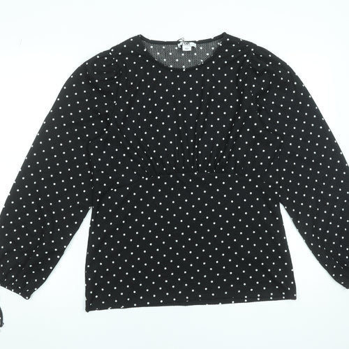 Dorothy Perkins Womens Black Polka Dot Long Sleeve Blouse Size L