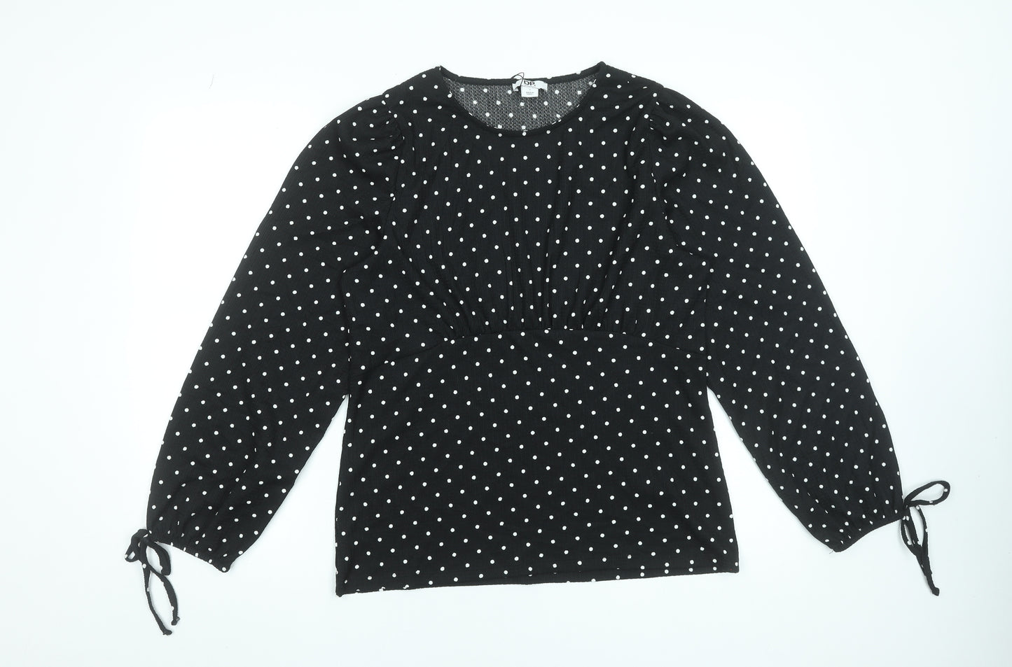 Dorothy Perkins Womens Black Polka Dot Long Sleeve Blouse Size L