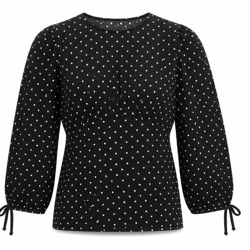 Dorothy Perkins Womens Black Polka Dot Long Sleeve Blouse Size L