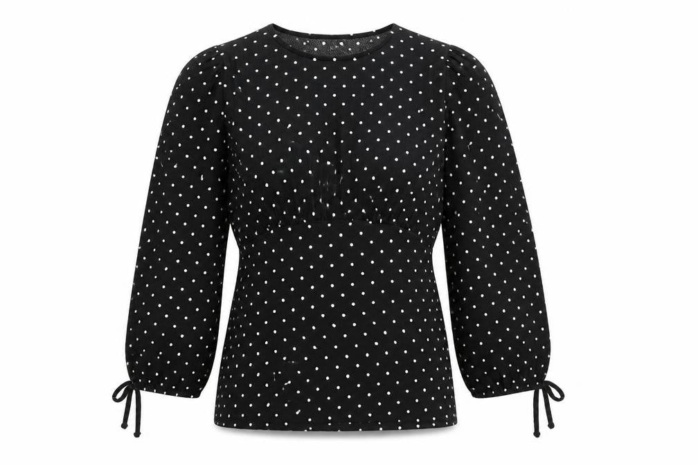 Dorothy Perkins Womens Black Polka Dot Long Sleeve Blouse Size L
