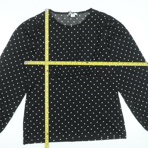 Dorothy Perkins Womens Black Polka Dot Long Sleeve Blouse Size L