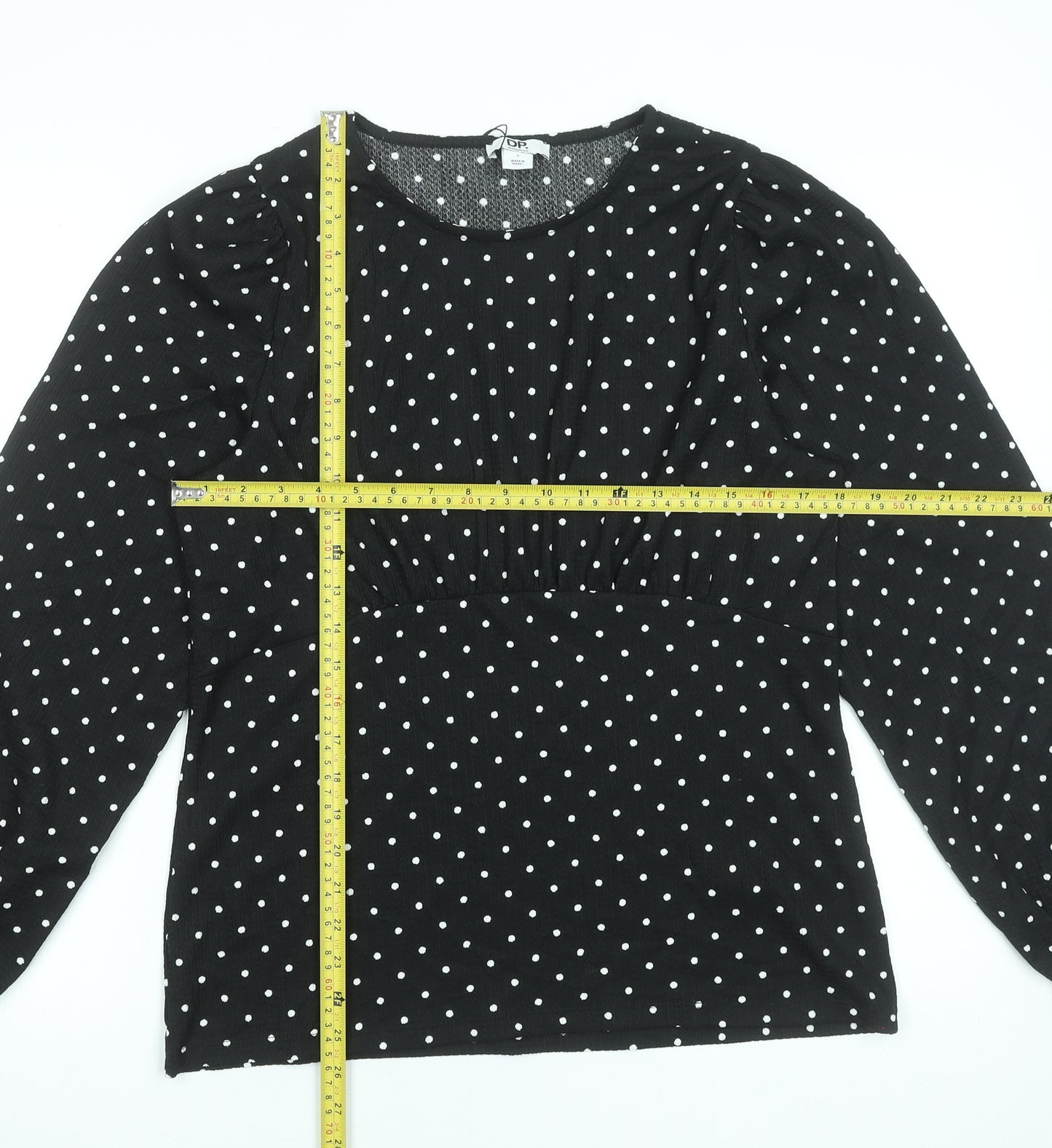 Dorothy Perkins Womens Black Polka Dot Long Sleeve Blouse Size L